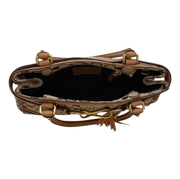 Vintage Coach Hampton Signature Jacquard Brown & Tan Satchel C0773-10507 - Picture 9 of 14